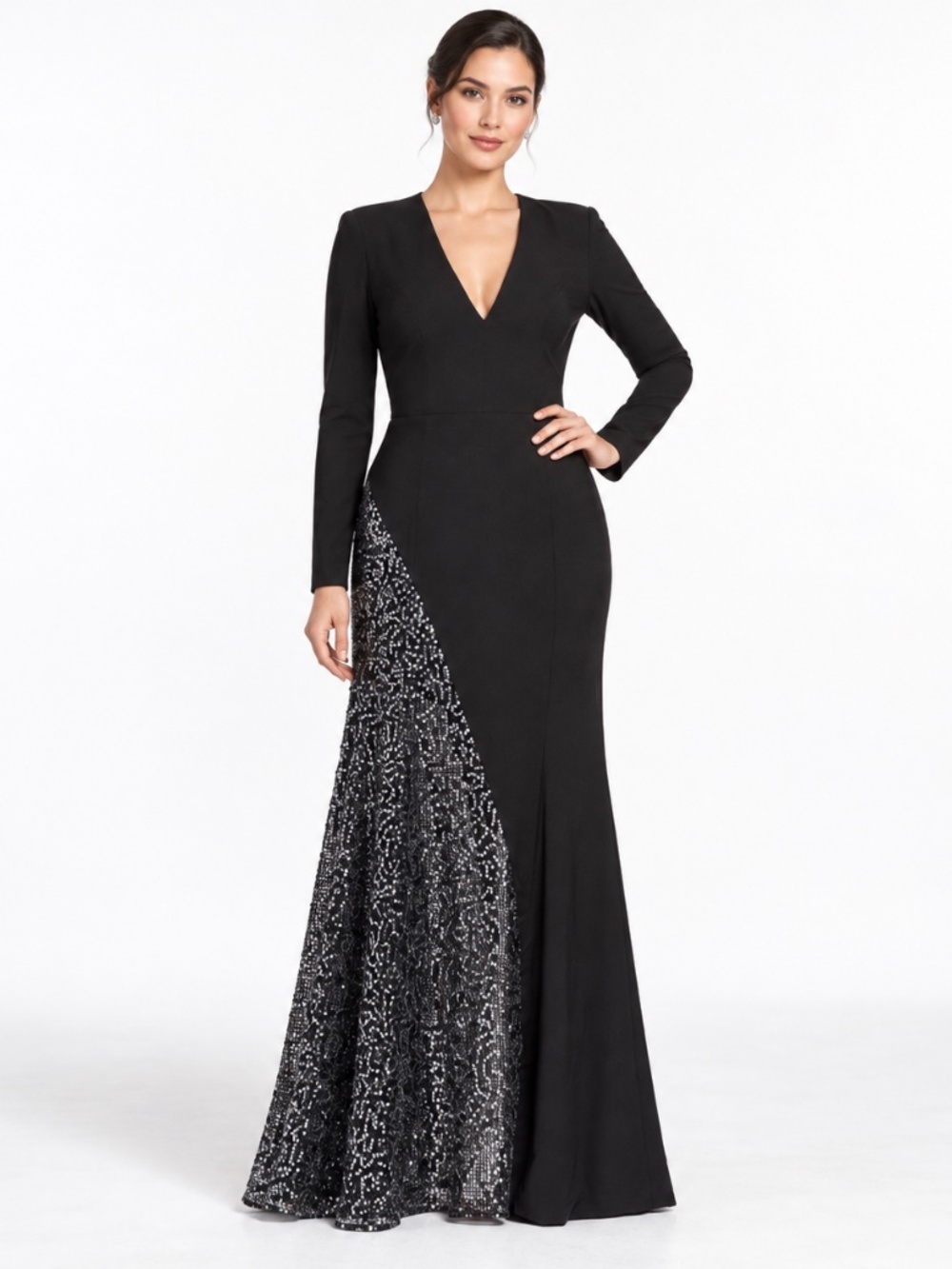 Dress The Population - Winnie Sequin Panel Gown
